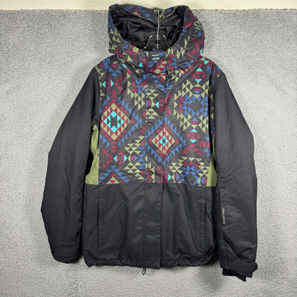 Billabong Akira Men Snowboard Jacket 10K Waterproof Geometric Aztec Black Large